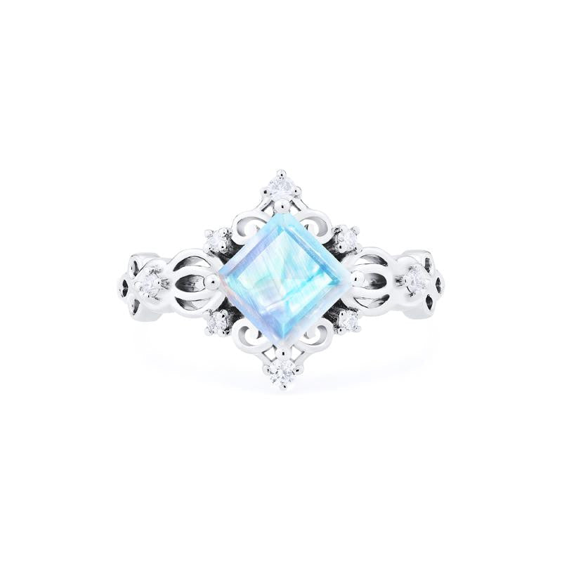 [Elsa] Vintage Square Princess Cut Ring in Moonstone