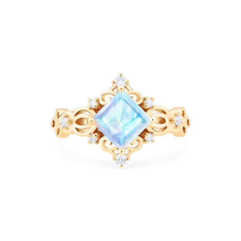 [Elsa] Vintage Square Princess Cut Ring in Moonstone