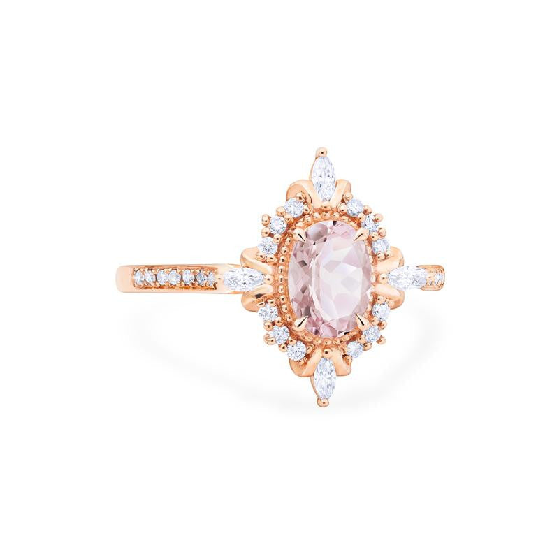 [Alessandra] Art Deco Oval Cut Ring in Morganite
