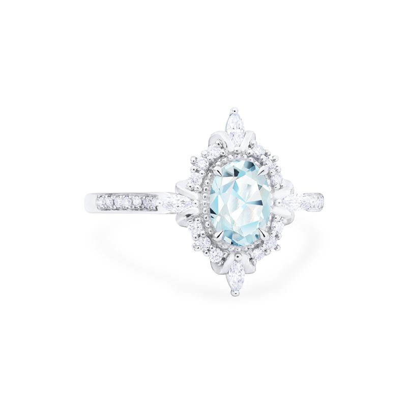 [Alessandra] Art Deco Oval Cut Ring in Aquamarine