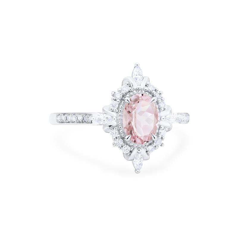 [Alessandra] Art Deco Oval Cut Ring in Morganite