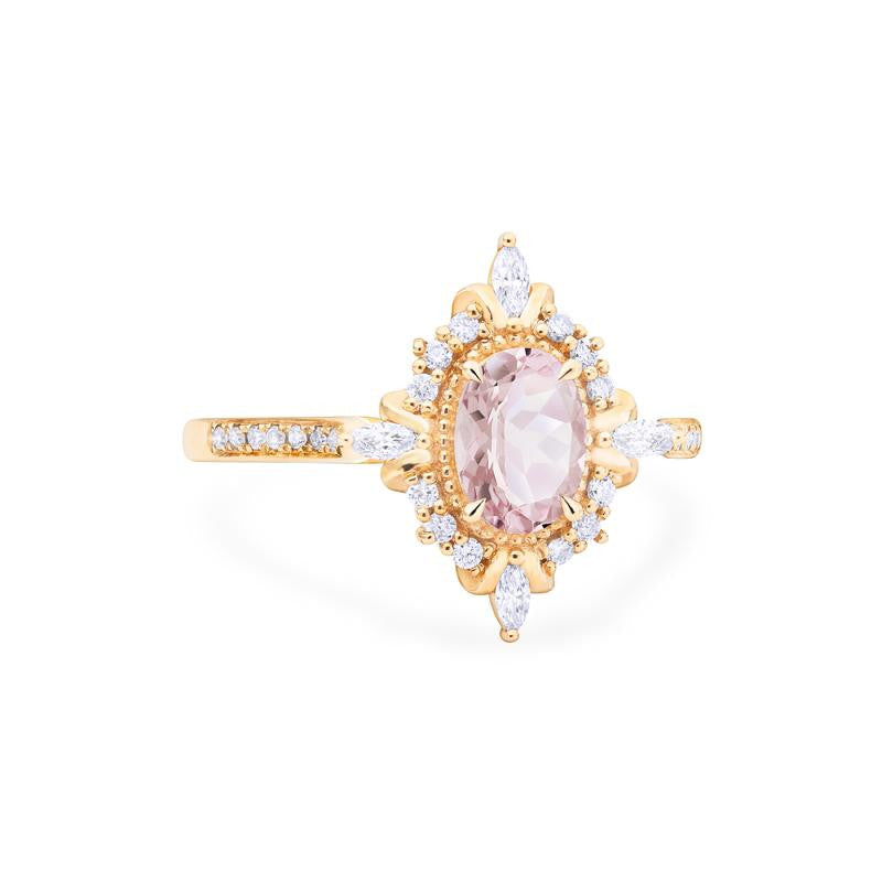 [Alessandra] Art Deco Oval Cut Ring in Morganite