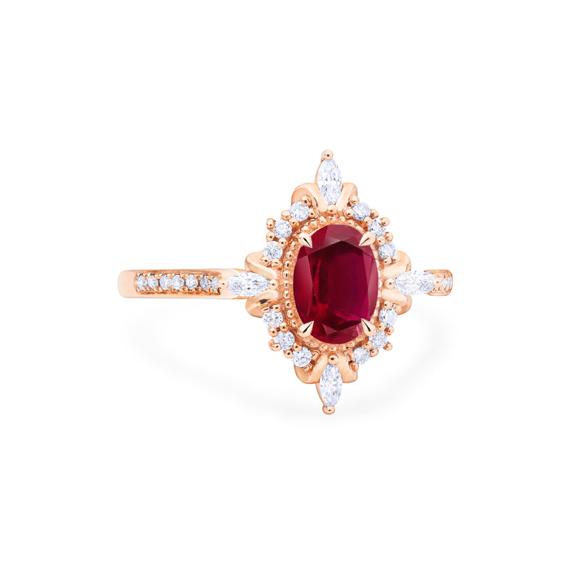 [Alessandra] Art Deco Oval Cut Ring in Lab Red Ruby