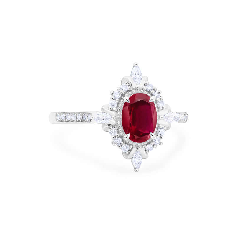 [Alessandra] Art Deco Oval Cut Ring in Lab Red Ruby