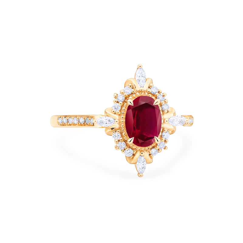 [Alessandra] Art Deco Oval Cut Ring in Lab Red Ruby