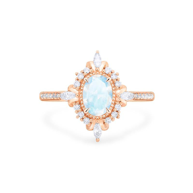 [Alessandra] Art Deco Oval Cut Ring in Moonstone