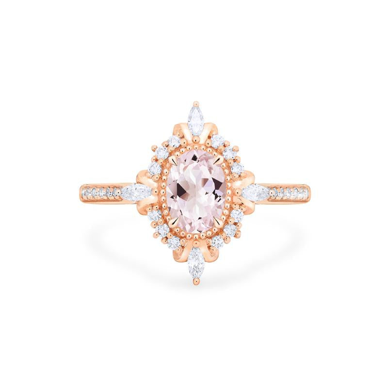 [Alessandra] Art Deco Oval Cut Ring in Morganite