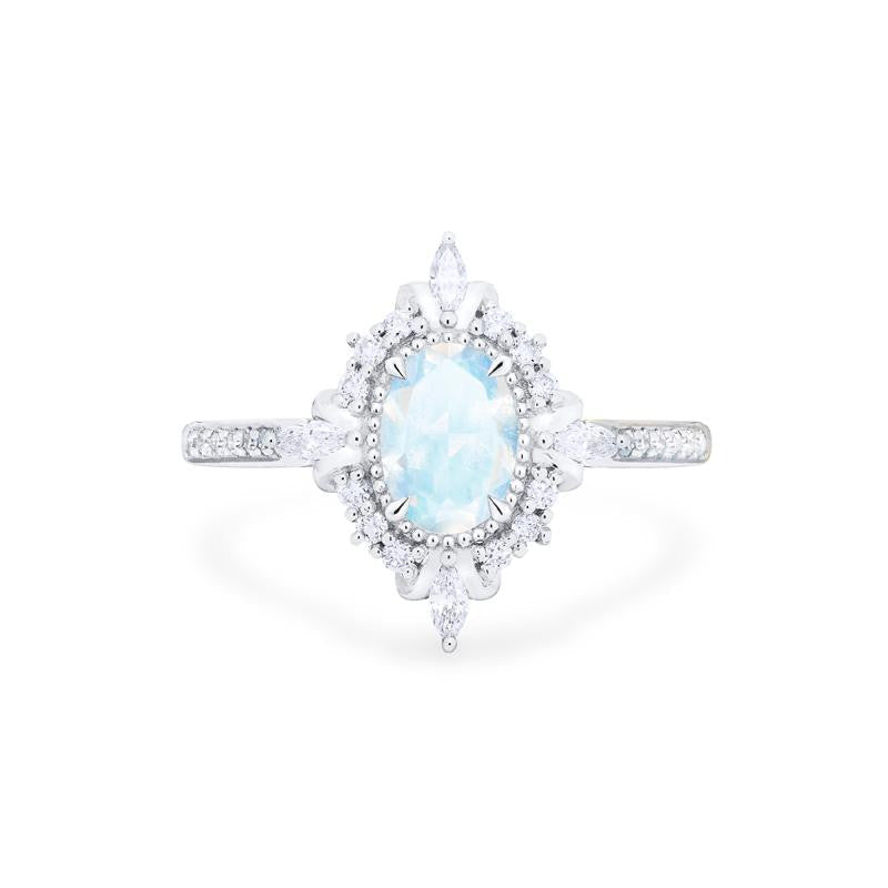 [Alessandra] Art Deco Oval Cut Ring in Moonstone