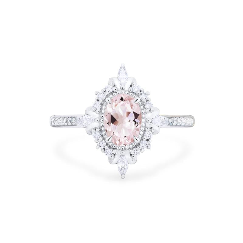 [Alessandra] Art Deco Oval Cut Ring in Morganite