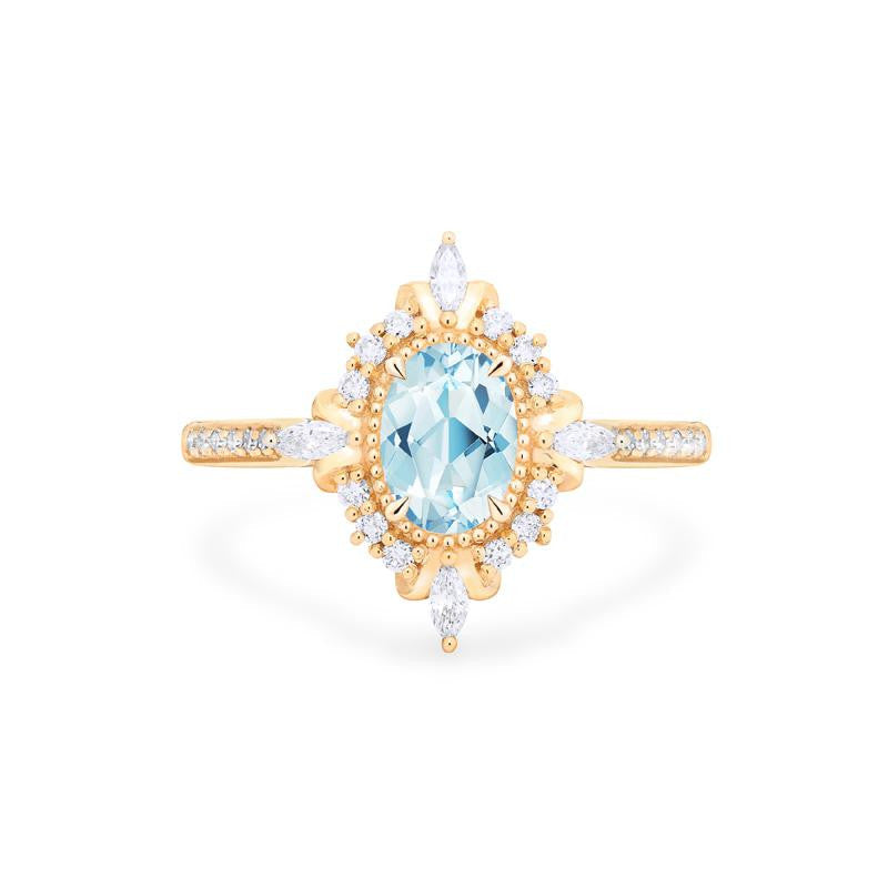 [Alessandra] Art Deco Oval Cut Ring in Aquamarine