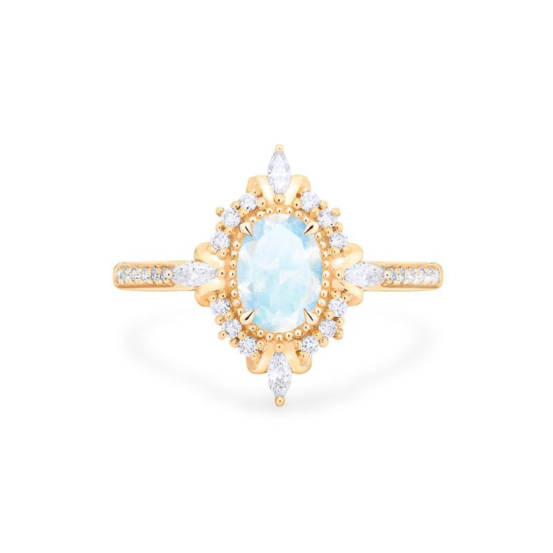 [Alessandra] Art Deco Oval Cut Ring in Moonstone
