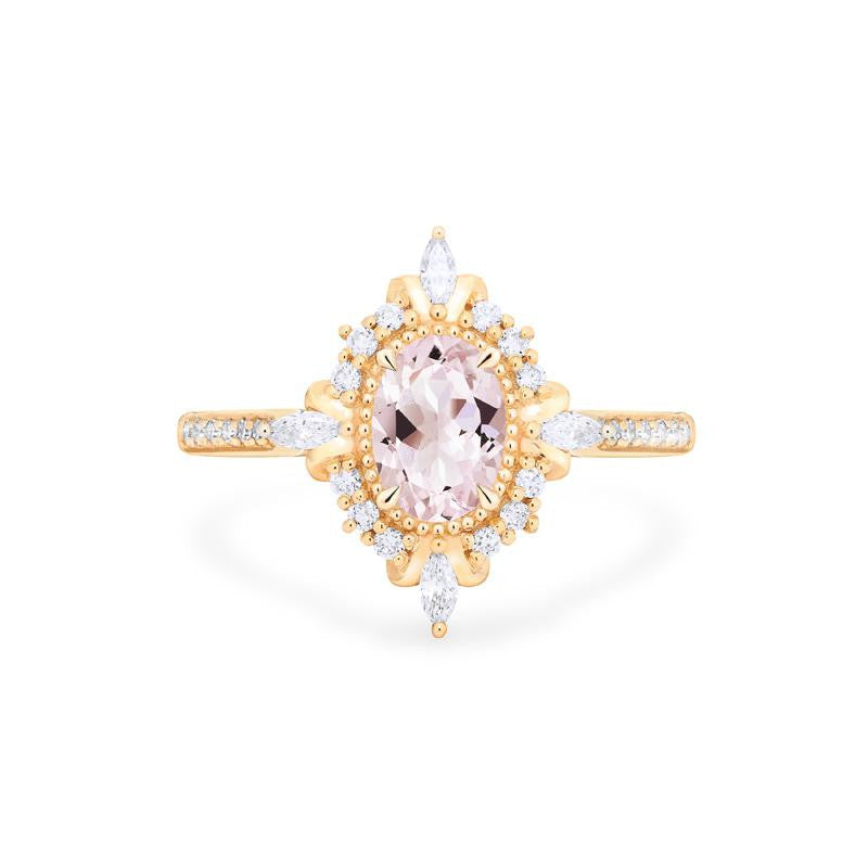 [Alessandra] Art Deco Oval Cut Ring in Morganite