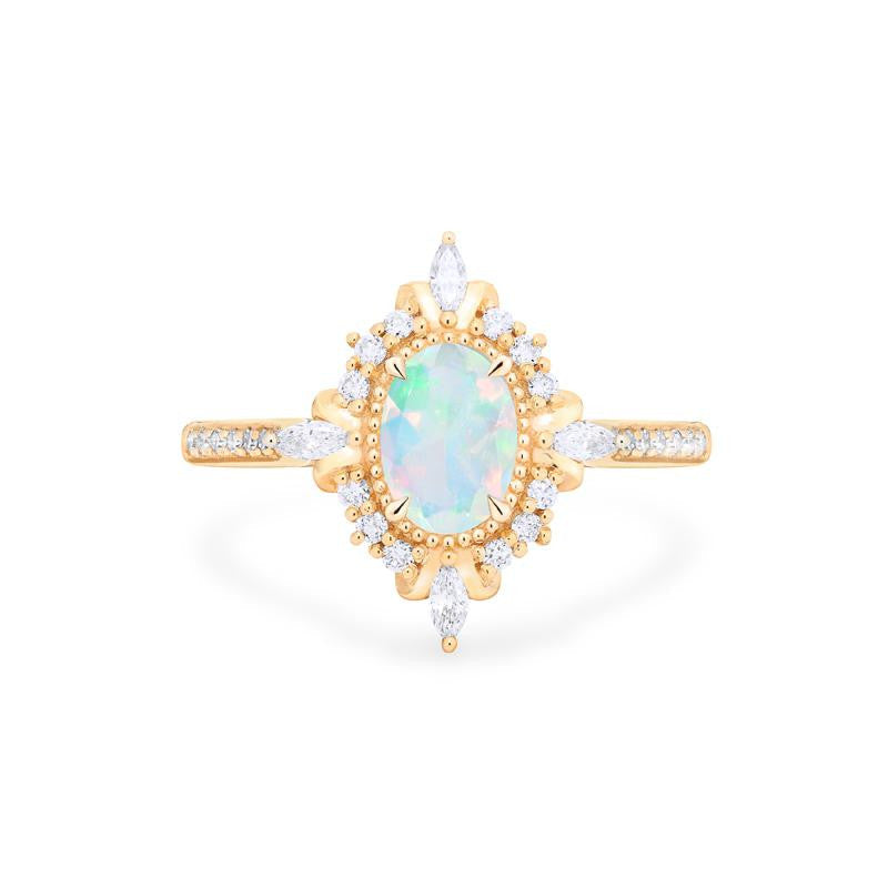 [Alessandra] Art Deco Oval Engagement Ring in Opal