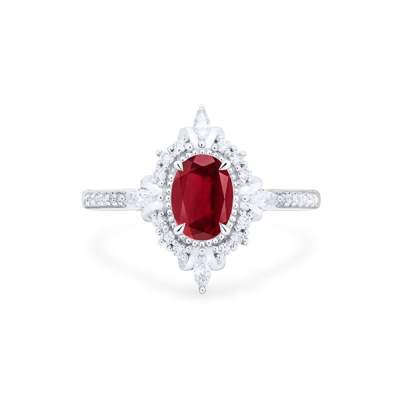 [Alessandra] Art Deco Oval Cut Ring in Lab Red Ruby