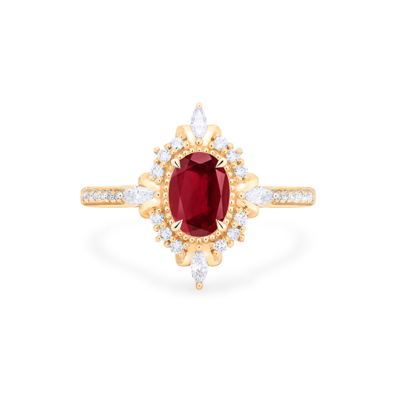 [Alessandra] Art Deco Oval Cut Ring in Lab Red Ruby