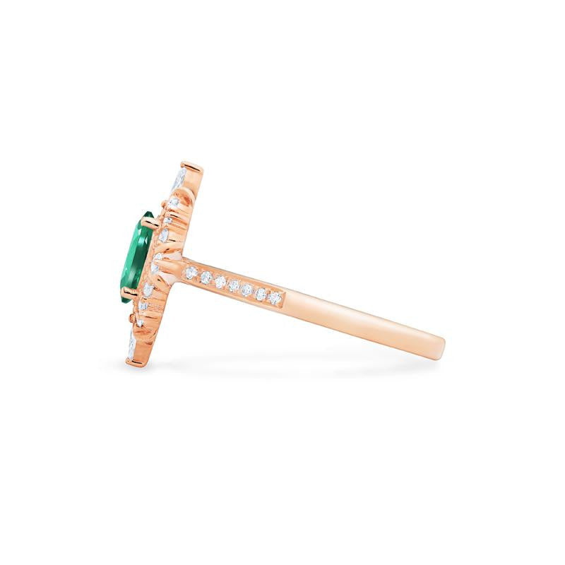 [Alessandra] Art Deco Oval Cut Ring in Lab Emerald