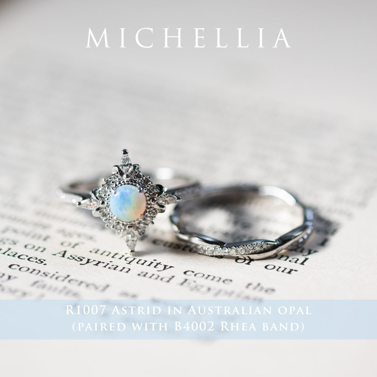 [Astrid] Art Deco Petite Ring in Opal