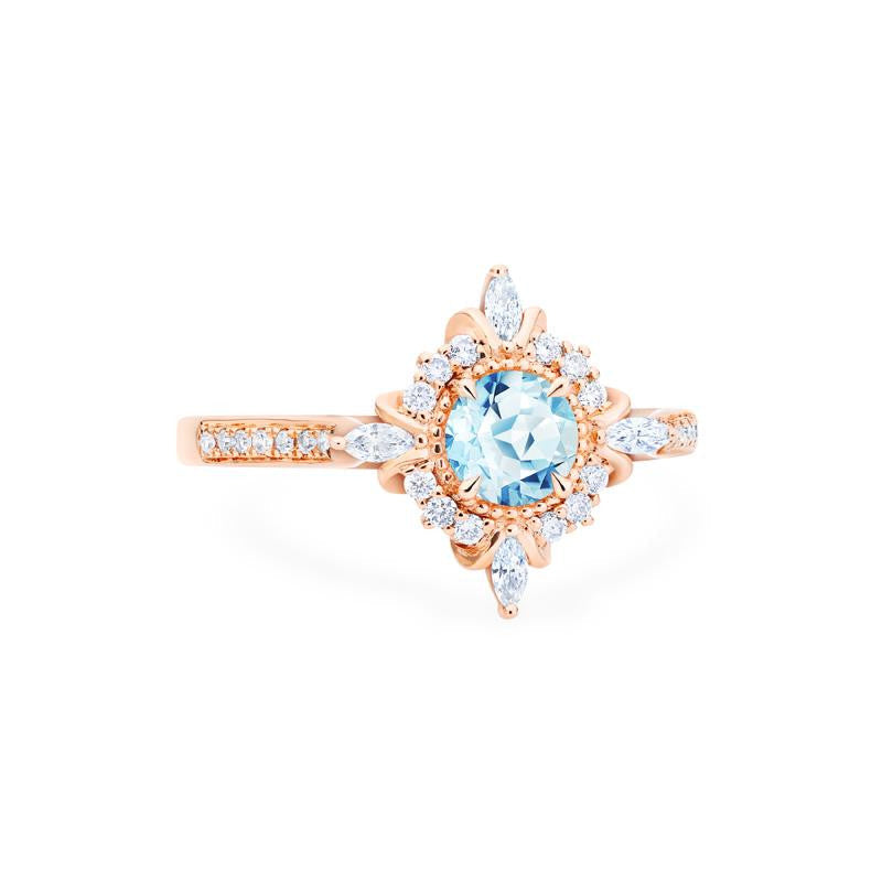 [Astrid] Art Deco Petite Engagement Ring in Aquamarine