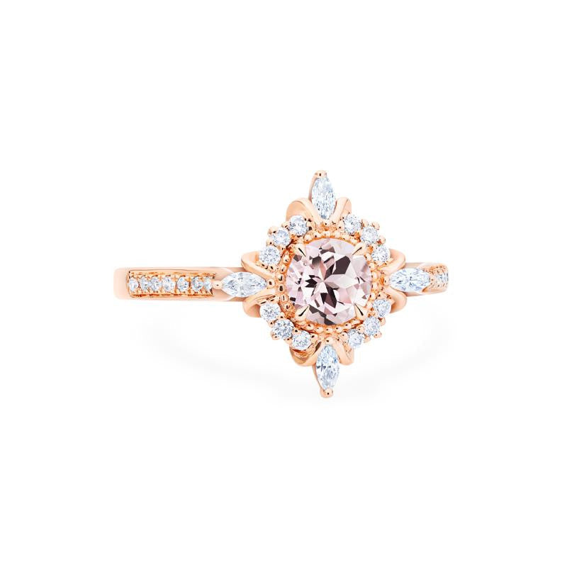 [Astrid] Art Deco Petite Engagement Ring in Morganite