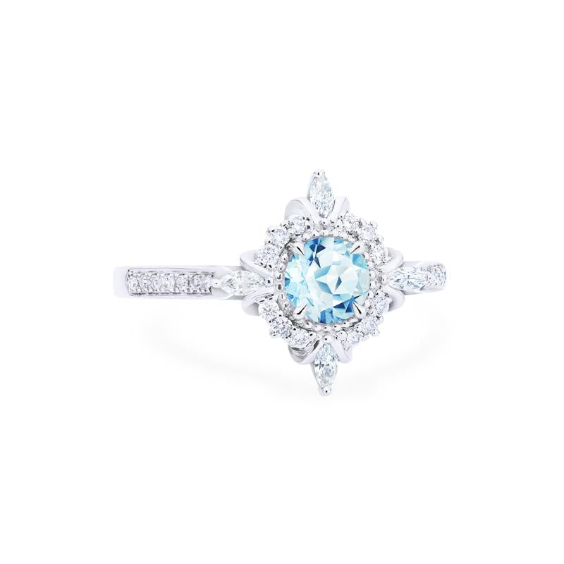 [Astrid] Art Deco Petite Engagement Ring in Aquamarine
