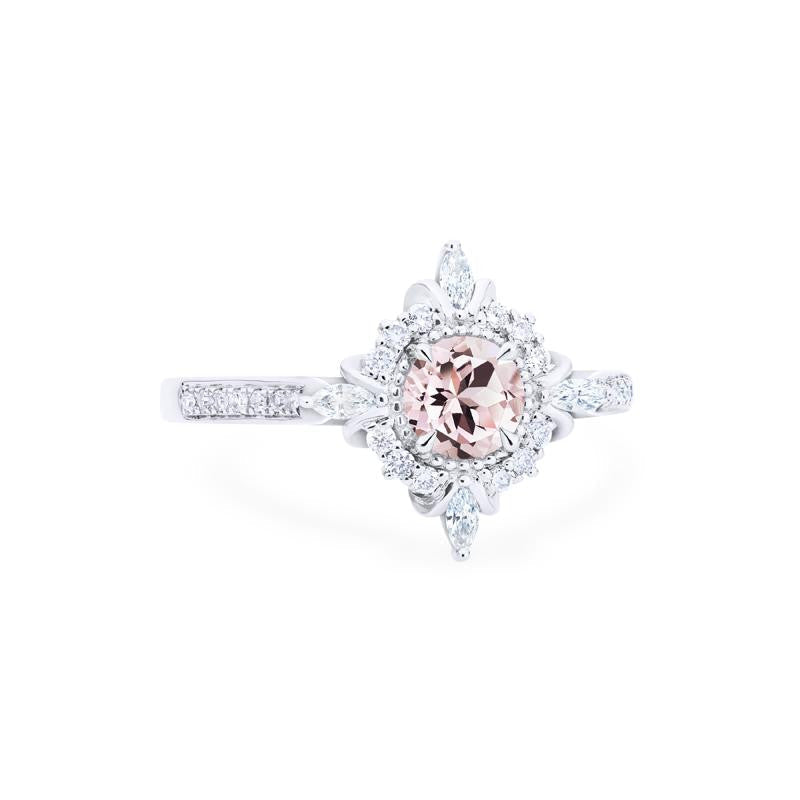 [Astrid] Art Deco Petite Engagement Ring in Morganite