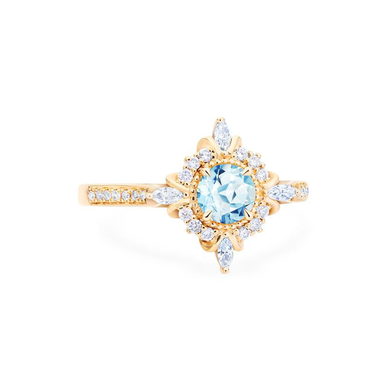 [Astrid] Art Deco Petite Engagement Ring in Aquamarine