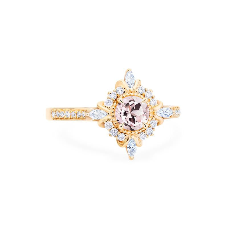 [Astrid] Art Deco Petite Engagement Ring in Morganite