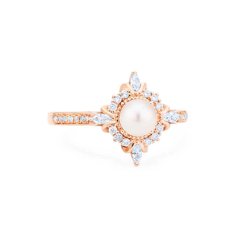 [Astrid] Art Deco Petite Pearl Engagement Ring