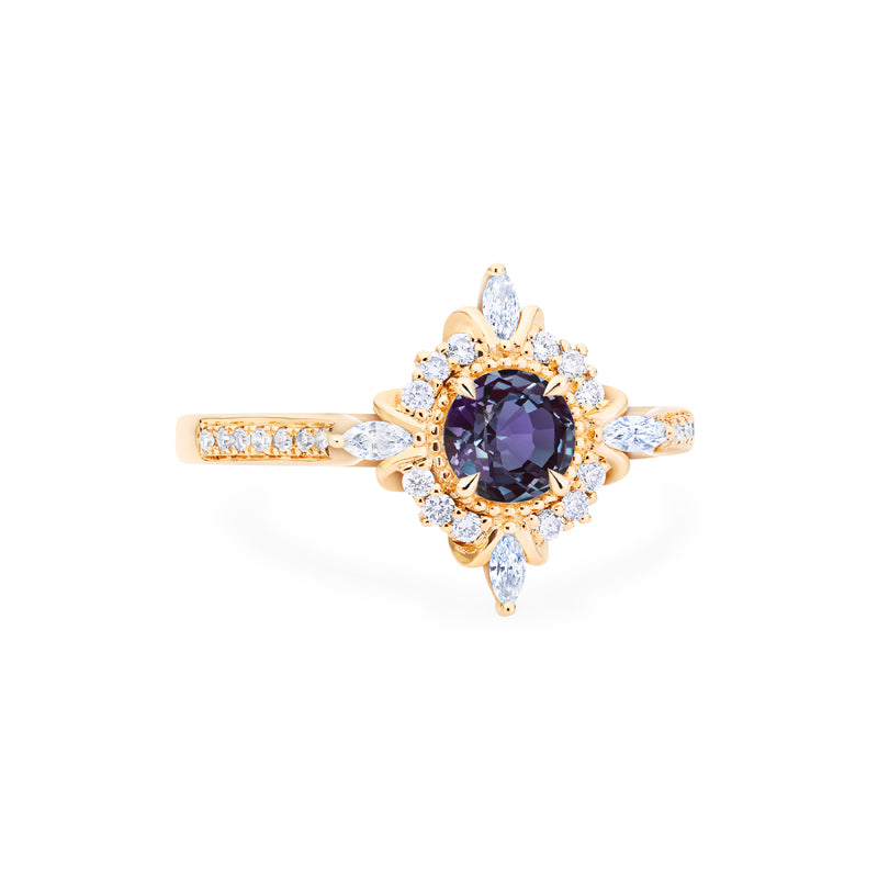 [Astrid] Art Deco Petite Engagement Ring in Lab Alexandrite