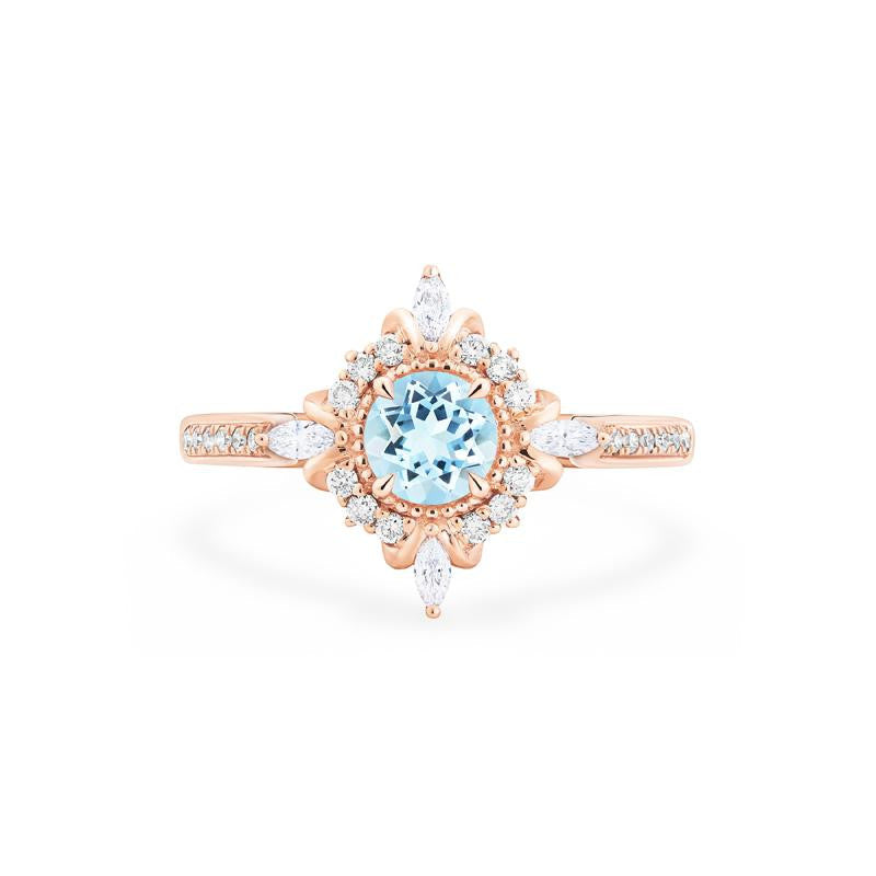 [Astrid] Art Deco Petite Engagement Ring in Aquamarine