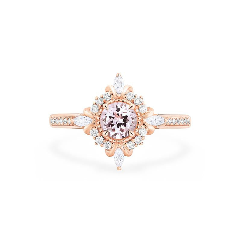[Astrid] Art Deco Petite Engagement Ring in Morganite