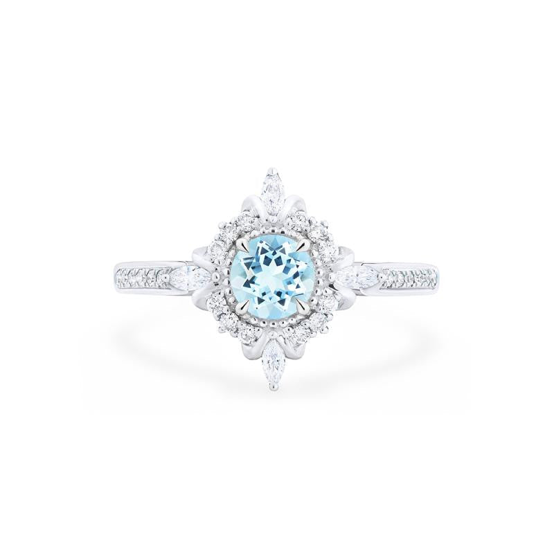 [Astrid] Art Deco Petite Engagement Ring in Aquamarine