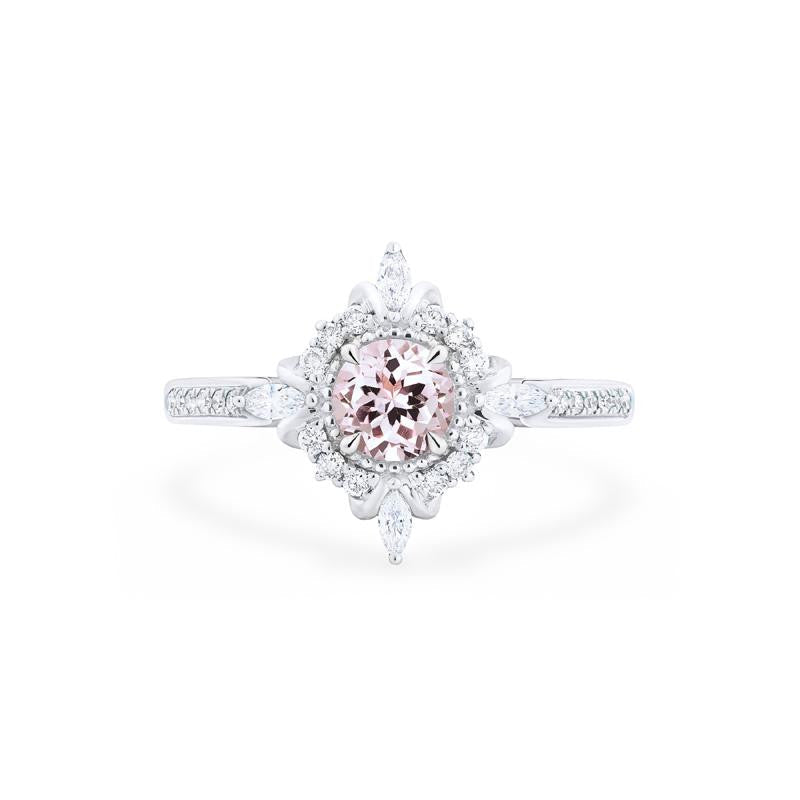 [Astrid] Art Deco Petite Engagement Ring in Morganite