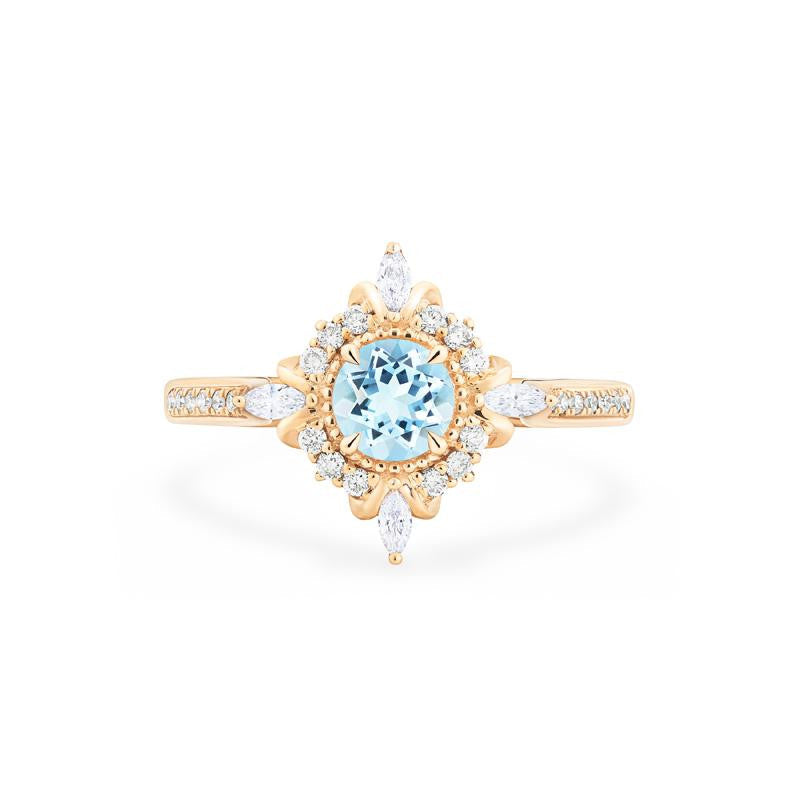 [Astrid] Art Deco Petite Engagement Ring in Aquamarine