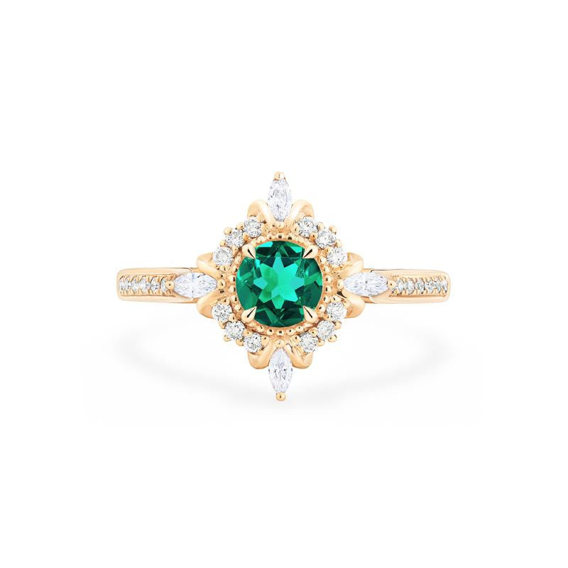 [Astrid] Art Deco Petite Ring in Lab Emerald