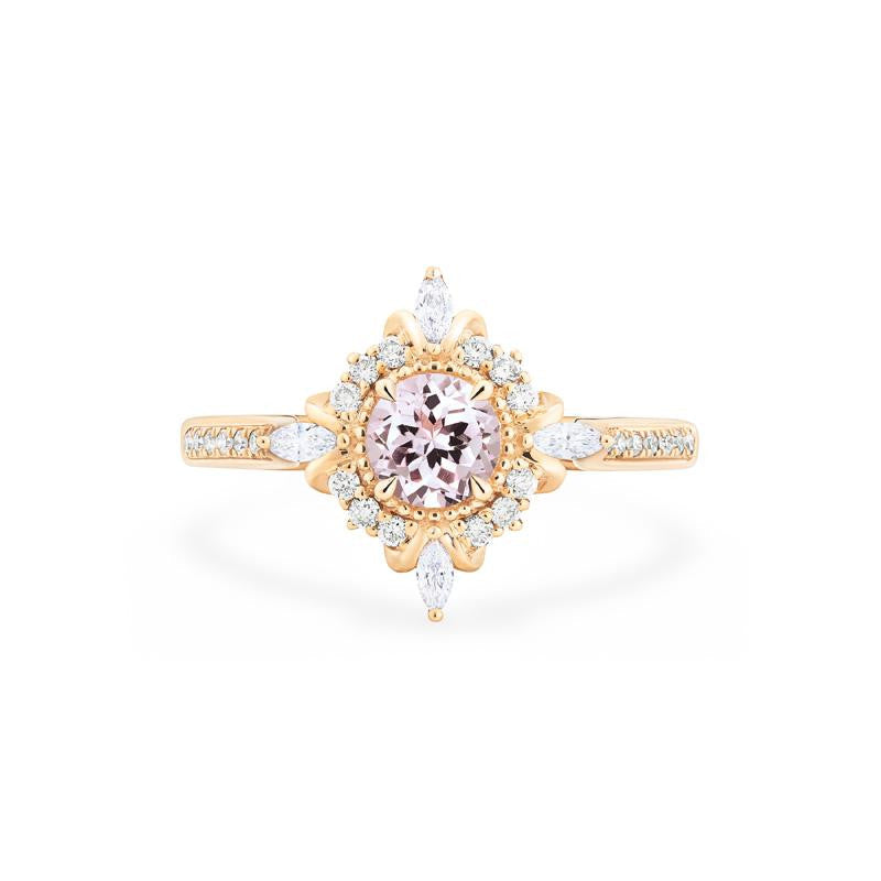 [Astrid] Art Deco Petite Engagement Ring in Morganite