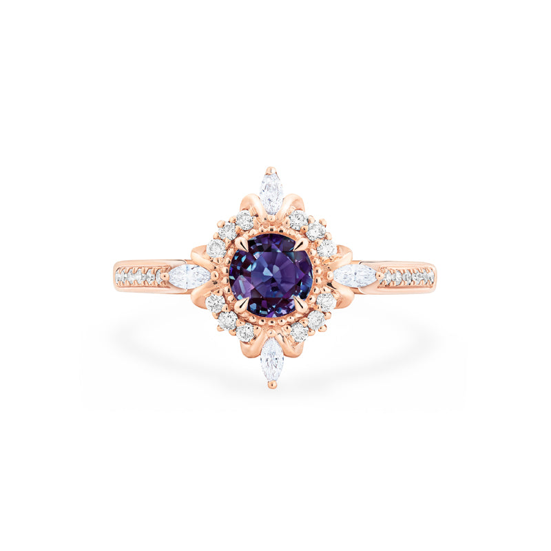 [Astrid] Art Deco Petite Engagement Ring in Lab Alexandrite