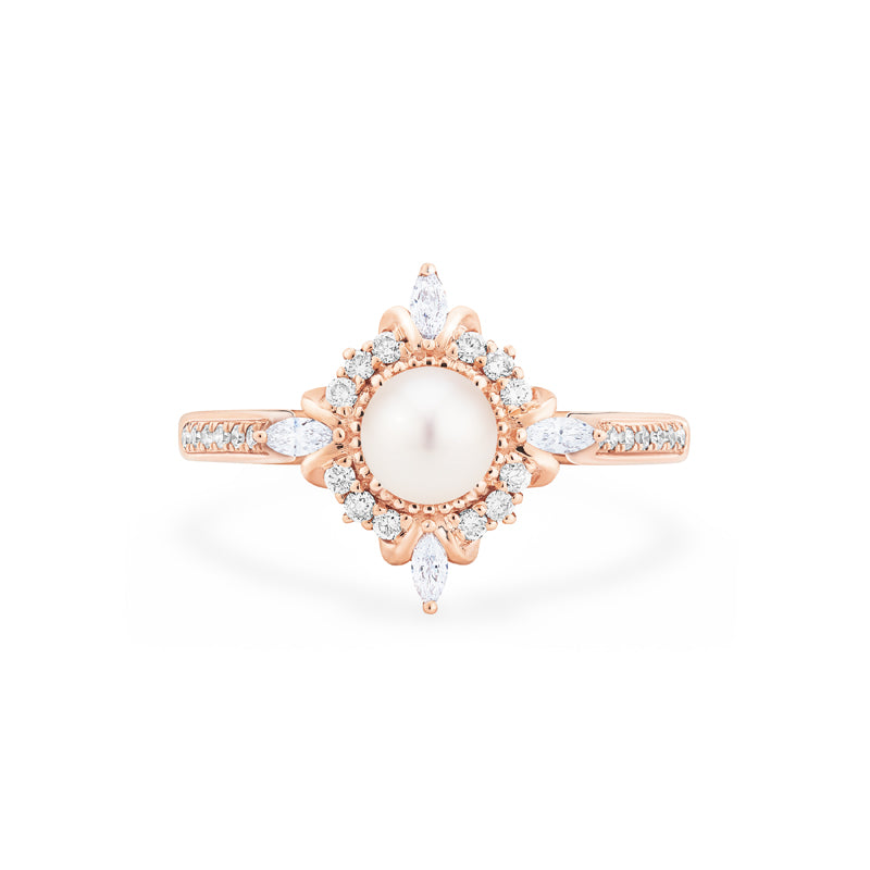 [Astrid] Art Deco Petite Pearl Engagement Ring