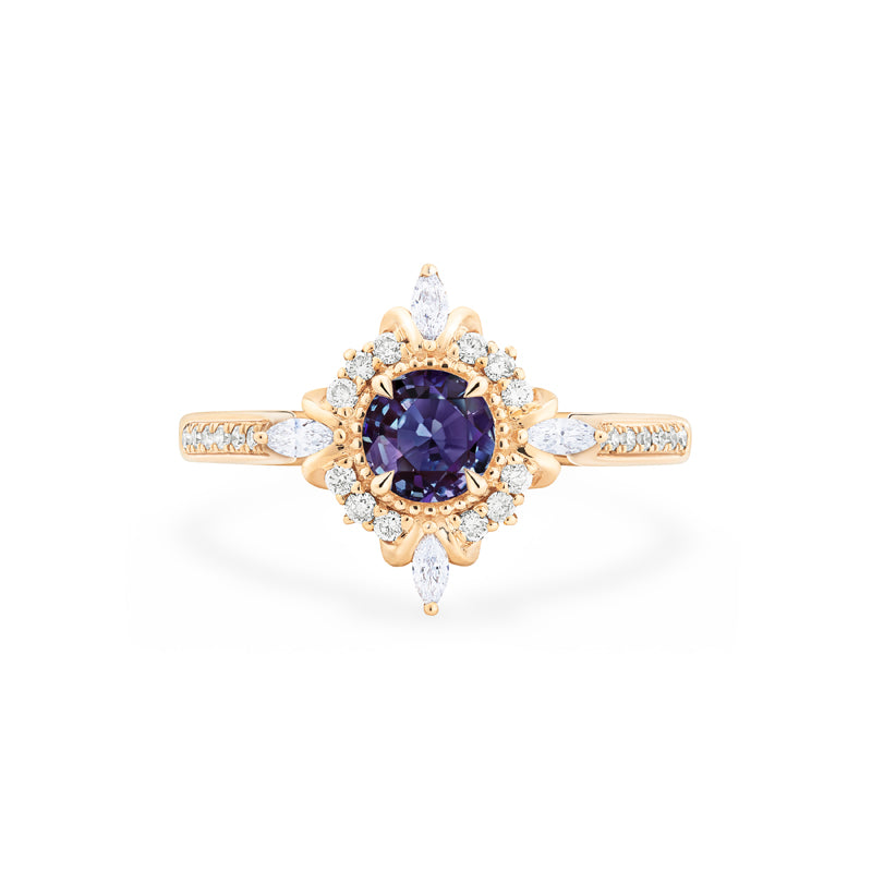 [Astrid] Art Deco Petite Engagement Ring in Lab Alexandrite