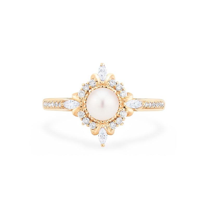 [Astrid] Art Deco Petite Pearl Engagement Ring