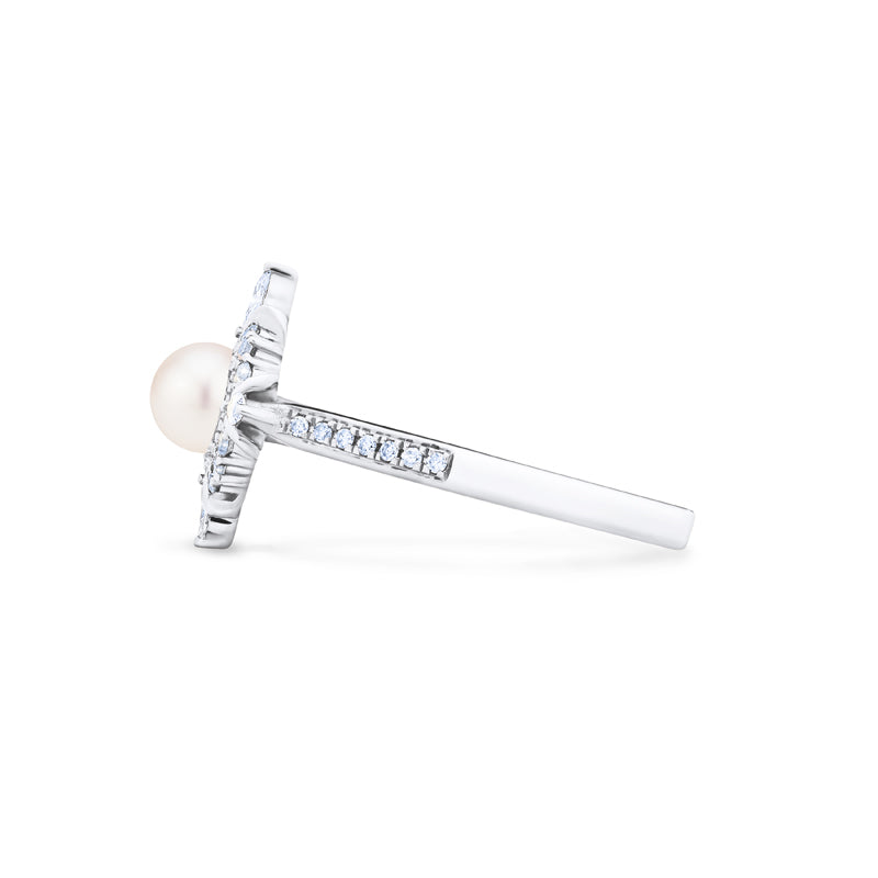 [Astrid] Art Deco Petite Pearl Engagement Ring
