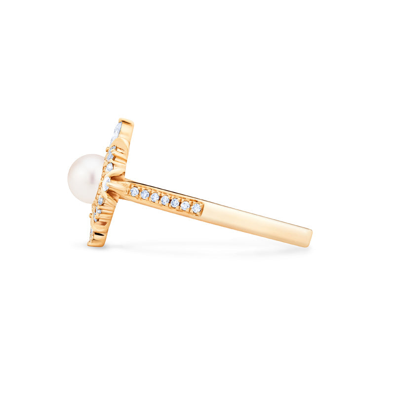 [Astrid] Art Deco Petite Pearl Engagement Ring