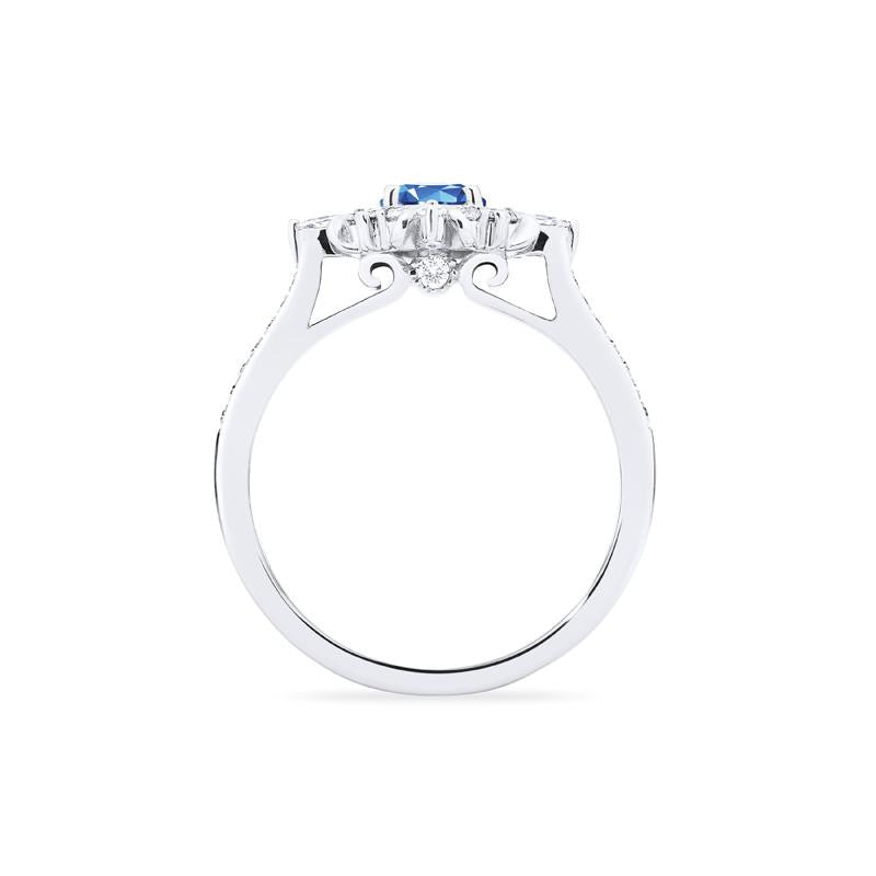 [Astrid] Art Deco Petite Engagement Ring in Lab Blue Sapphire