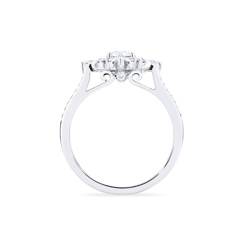 [Astrid] Art Deco Petite Engagement Ring in Diamond / Moissanite