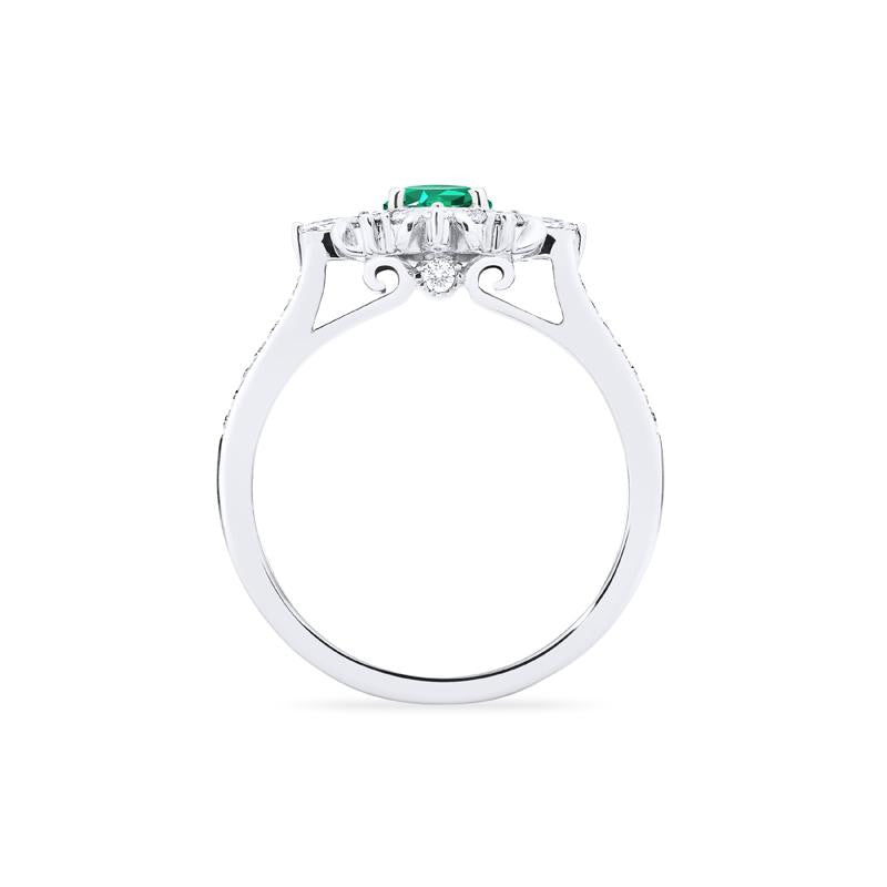 [Astrid] Art Deco Petite Ring in Lab Emerald