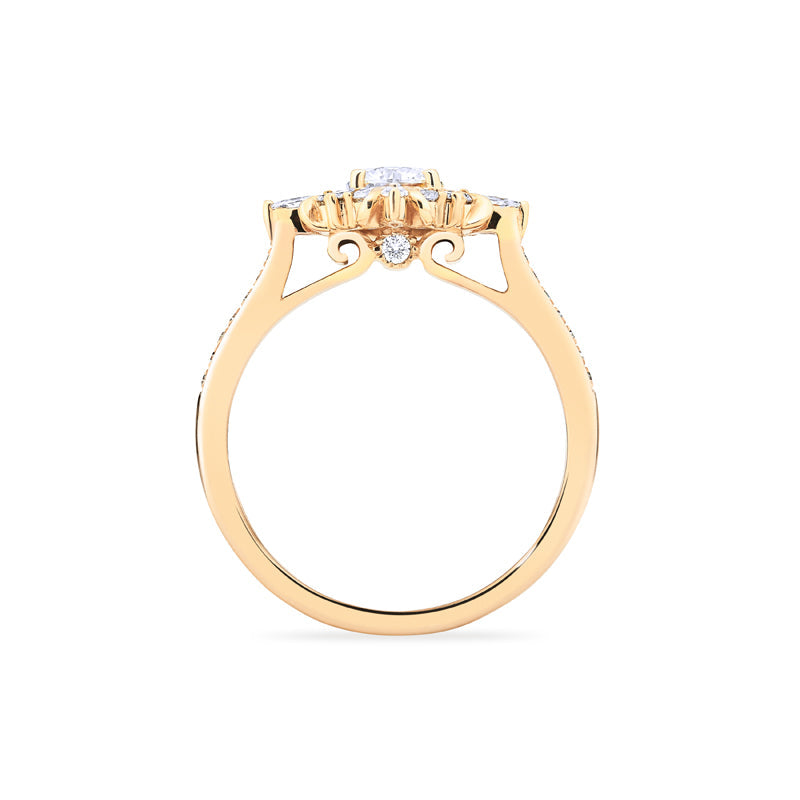 [Astrid] Art Deco Petite Engagement Ring in Diamond / Moissanite