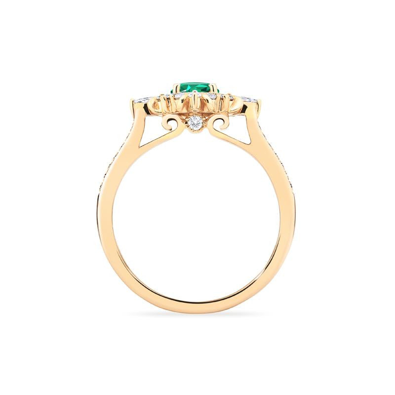 [Astrid] Art Deco Petite Ring in Lab Emerald