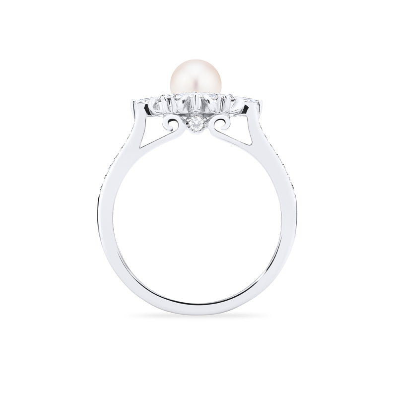 [Astrid] Art Deco Petite Pearl Engagement Ring