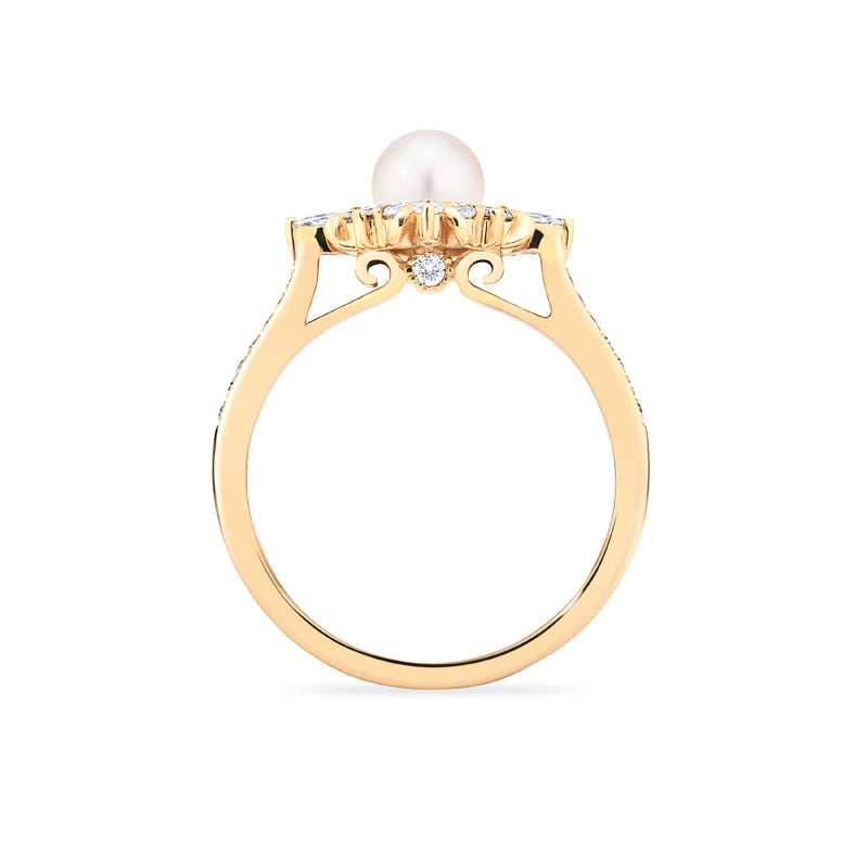 [Astrid] Art Deco Petite Pearl Engagement Ring