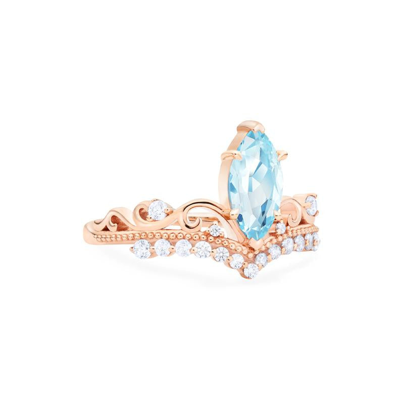 [Windsor] Heirloom Crown Marquise Cut Ring in Aquamarine
